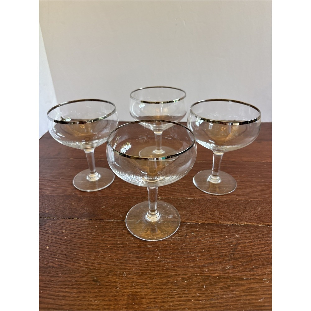 Set Of  4 Tiffin-Franciscan Dawn Clear ‎ Liquor Cocktail Glasses